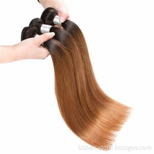 BIS Straight 1B/30 Ombre Bundles With Closure Brazilian Bundles With Closure 100% Remy Hair T Part 4x4 Closure With Bundles